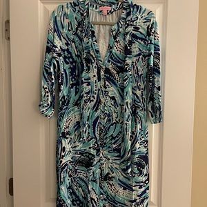 Lilly Pulitzer Blue Cotton Button-up Dress, Small